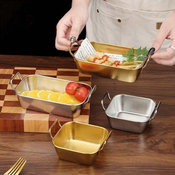 304 Stainless Steel Food Storage Tray with Handle